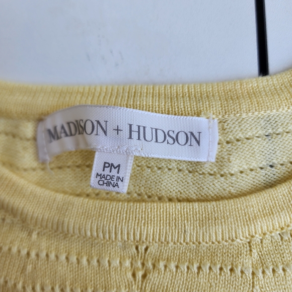 Madison+Hudson Womens Knit Yellow Sweater Puff Sleeve Rayon Petite PM - Picture 8 of 12